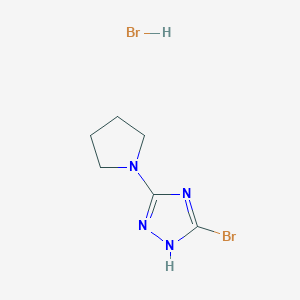 molecular formula C6H10Br2N4 B8144025 5-Bromo-3-(pyrrolidin-1-YL)-1H-1,2,4-triazole hbr 