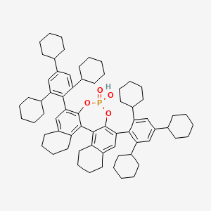 molecular formula C68H89O4P B8144076 (11bS)-8,9,10,11,12,13,14,15-Octahydro-4-hydroxy-2,6-bis(2,4,6-tricyclohexylphenyl)-dinaphtho[2,1-d:1',2'-f][1,3,2]dioxaphosphepin 4-oxide 