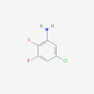 molecular formula C6H4ClFIN B8144106 5-Chloro-3-fluoro-2-iodoaniline 