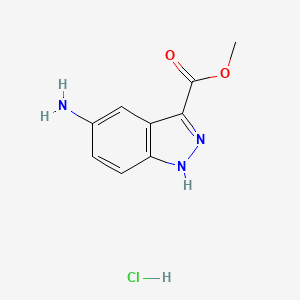 molecular formula C9H10ClN3O2 B8144114 Methyl 5-amino-1H-indazole-3-carboxylate hydrochloride 