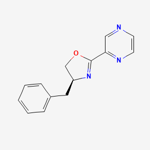molecular formula C14H13N3O B8144169 (S)-4-Benzyl-2-(pyrazin-2-yl)-4,5-dihydrooxazole 