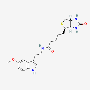 molecular formula C21H28N4O3S B8144282 rel-N-(2-(5-Methoxy-1H-indol-3-yl)ethyl)-5-((3aR,4R,6aS)-2-oxohexahydro-1H-thieno[3,4-d]imidazol-4-yl)pentanamide 
