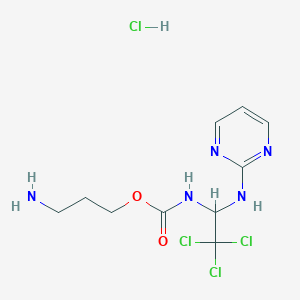 molecular formula C10H15Cl4N5O2 B8144303 3-Aminopropyl (2,2,2-trichloro-1-(pyrimidin-2-ylamino)ethyl)carbamate hydrochloride 
