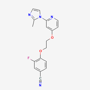 molecular formula C18H15FN4O2 B8144400 3-Fluoro-4-[2-[2-(2-methylimidazol-1-yl)pyridin-4-yl]oxyethoxy]benzonitrile 