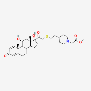 molecular formula C31H45NO6S B8144408 methyl 2-[4-[2-[2-[(10R,11S,13S,17R)-11,17-dihydroxy-10,13-dimethyl-3-oxo-7,8,9,11,12,14,15,16-octahydro-6H-cyclopenta[a]phenanthren-17-yl]-2-oxoethyl]sulfanylethyl]piperidin-1-yl]acetate 