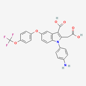 molecular formula C24H17F3N2O6 B8144414 1-(4-Aminophenyl)-2-(carboxymethyl)-5-[4-(trifluoromethoxy)phenoxy]indole-3-carboxylic acid 