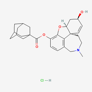 molecular formula C27H34ClNO4 B8144444 [(1S,12S,14R)-14-hydroxy-4-methyl-11-oxa-4-azatetracyclo[8.6.1.01,12.06,17]heptadeca-6(17),7,9,15-tetraen-9-yl] adamantane-1-carboxylate;hydrochloride 