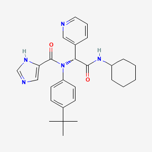 molecular formula C27H33N5O2 B8144501 N-(4-tert-butylphenyl)-N-[(1R)-2-(cyclohexylamino)-2-oxo-1-(pyridin-3-yl)ethyl]-1H-imidazole-4-carboxamide 