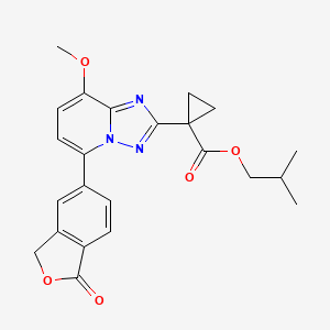 molecular formula C23H23N3O5 B8144546 2-methylpropyl 1-[8-methoxy-5-(1-oxo-3H-2-benzofuran-5-yl)-[1,2,4]triazolo[1,5-a]pyridin-2-yl]cyclopropane-1-carboxylate 