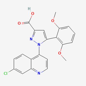 molecular formula C21H16ClN3O4 B8144561 1-(7-Chloroquinolin-4-yl)-5-(2,6-dimethoxyphenyl)-1H-pyrazole-3-carboxylic acid 