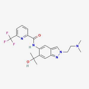 molecular formula C21H24F3N5O2 B8144576 N-[2-[2-(dimethylamino)ethyl]-6-(2-hydroxypropan-2-yl)indazol-5-yl]-6-(trifluoromethyl)pyridine-2-carboxamide 