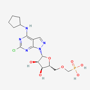 molecular formula C16H23ClN5O7P B8144622 [(2~{R},3~{S},4~{R},5~{R})-5-[6-chloranyl-4-(cyclopentylamino)pyrazolo[3,4-d]pyrimidin-1-yl]-3,4-bis(oxidanyl)oxolan-2-yl]methoxymethylphosphonic acid 
