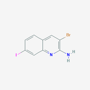 molecular formula C9H6BrIN2 B8144747 3-Bromo-7-iodoquinolin-2-amine 