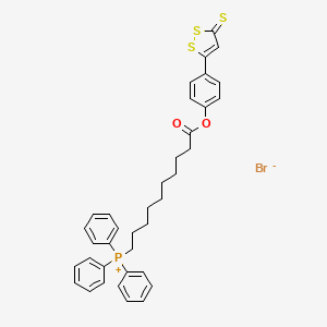 (10-Oxo-10-(4-(3-thioxo-3H-1,2-dithiol-5-yl)phenoxy)decyl)triphenylphosphonium bromide