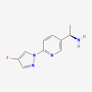 molecular formula C10H11FN4 B8144850 (R)-1-(6-(4-Fluoro-1H-pyrazol-1-yl)pyridin-3-yl)ethan-1-amine 