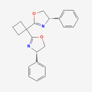 molecular formula C22H22N2O2 B8145052 (4S,4'S)-2,2'-(Cyclobutane-1,1-diyl)bis(4-phenyl-4,5-dihydrooxazole) 