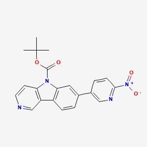 molecular formula C21H18N4O4 B8145083 tert-Butyl 7-(6-nitropyridin-3-yl)-5H-pyrido[4,3-b]indole-5-carboxylate 