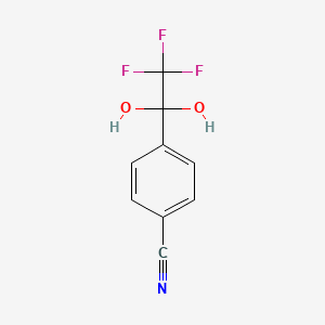 molecular formula C9H6F3NO2 B8145242 4-(2,2,2-Trifluoro-1,1-dihydroxyethyl)benzonitrile 