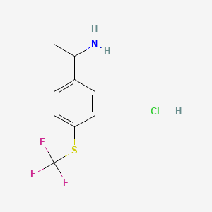 molecular formula C9H11ClF3NS B8145259 1-(4-((Trifluoromethyl)thio)phenyl)ethan-1-amine hydrochloride 