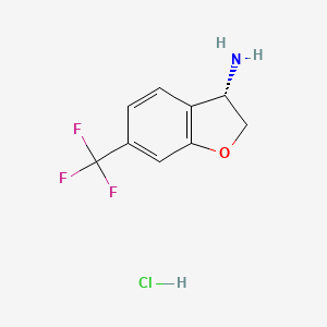 molecular formula C9H9ClF3NO B8145331 (S)-6-(Trifluoromethyl)-2,3-dihydrobenzofuran-3-amine hydrochloride 