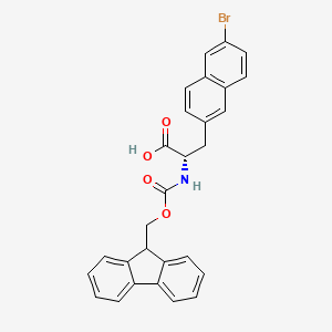 molecular formula C28H22BrNO4 B8145409 (S)-2-((((9H-Fluoren-9-yl)methoxy)carbonyl)amino)-3-(6-bromonaphthalen-2-yl)propanoic acid 