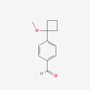 molecular formula C12H14O2 B8145557 4-(1-Methoxycyclobutyl)benzaldehyde 
