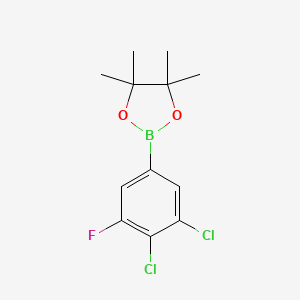 molecular formula C12H14BCl2FO2 B8145623 2-(3,4-二氯-5-氟苯基)-4,4,5,5-四甲基-1,3,2-二氧杂硼环丁烷 