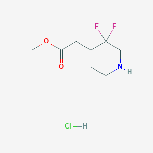 molecular formula C8H14ClF2NO2 B8145726 Methyl 2-(3,3-difluoropiperidin-4-yl)acetate hydrochloride 