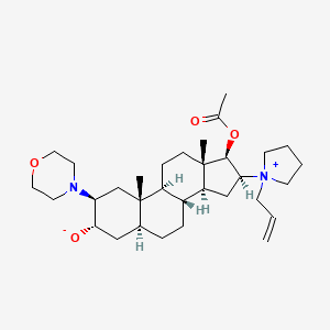 molecular formula C32H52N2O4 B8145793 (2S,3S,5S,8R,9S,10S,13S,14S,16S,17R)-17-acetyloxy-10,13-dimethyl-2-morpholin-4-yl-16-(1-prop-2-enylpyrrolidin-1-ium-1-yl)-2,3,4,5,6,7,8,9,11,12,14,15,16,17-tetradecahydro-1H-cyclopenta[a]phenanthren-3-olate 
