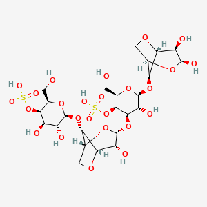 molecular formula C24H38O25S2 B8145823 [(2R,3S,4R,5R,6S)-6-[[(1R,3S,4R,5R,8S)-3,4-dihydroxy-2,6-dioxabicyclo[3.2.1]octan-8-yl]oxy]-4-[[(1R,3R,4R,5R,8S)-8-[(2S,3R,4R,5R,6R)-3,4-dihydroxy-6-(hydroxymethyl)-5-sulfooxyoxan-2-yl]oxy-4-hydroxy-2,6-dioxabicyclo[3.2.1]octan-3-yl]oxy]-5-hydroxy-2-(hydroxymethyl)oxan-3-yl] hydrogen sulfate 