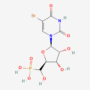molecular formula C9H12BrN2O9P B8146040 [[(2S,3S,4R,5R)-5-(5-bromo-2,4-dioxopyrimidin-1-yl)-3,4-dihydroxyoxolan-2-yl]-hydroxymethyl]phosphonic acid 
