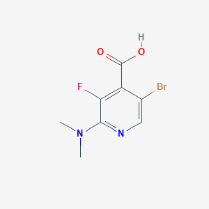 molecular formula C8H8BrFN2O2 B8146139 5-Bromo-2-(dimethylamino)-3-fluoropyridine-4-carboxylic acid 
