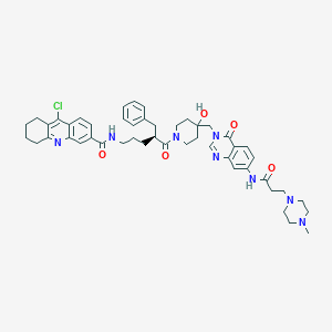 molecular formula C48H57ClN8O5 B8146274 N-[(4S)-4-benzyl-5-[4-hydroxy-4-[[7-[3-(4-methylpiperazin-1-yl)propanoylamino]-4-oxoquinazolin-3-yl]methyl]piperidin-1-yl]-5-oxopentyl]-9-chloro-5,6,7,8-tetrahydroacridine-3-carboxamide 
