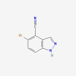 molecular formula C8H4BrN3 B8146482 5-Bromo-1H-indazole-4-carbonitrile 