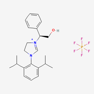 molecular formula C23H31F6N2OP B8146529 (S)-3-(2,6-Diisopropylphenyl)-1-(2-hydroxy-1-phenylethyl)-4,5-dihydro-1H-imidazol-3-ium hexafluorophosphate(V) 