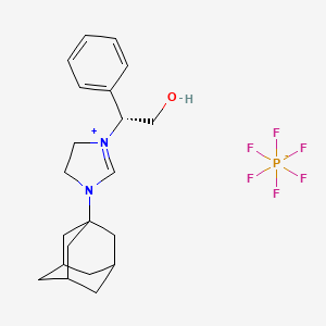 molecular formula C21H29F6N2OP B8146537 (R)-3-(Adamantan-1-yl)-1-(2-hydroxy-1-phenylethyl)-4,5-dihydro-1H-imidazol-3-ium hexafluorophosphate(V) 