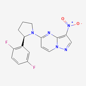 molecular formula C16H13F2N5O2 B8146583 (R)-5-(2-(2,5-difluorophenyl)pyrrolidin-1-yl)-3-nitropyrazolo[1,5-a]pyrimidine CAS No. 1223404-90-7