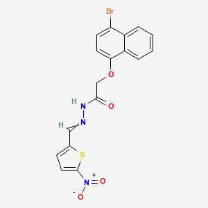 molecular formula C17H12BrN3O4S B8146630 2-(4-bromonaphthalen-1-yl)oxy-N-[(5-nitrothiophen-2-yl)methylideneamino]acetamide 