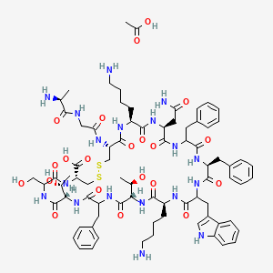 molecular formula C78H108N18O21S2 B8146640 H-Ala-Gly-Cys(1)-Lys-Asn-DL-Phe-Phe-DL-Trp-Lys-Thr-DL-Phe-Thr-DL-Ser-Cys(1)-OH.CH3CO2H 