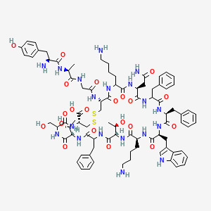 molecular formula C85H113N19O21S2 B8146641 H-Tyr-Ala-Gly-Cys(1)-DL-Lys-Asn-DL-Phe-Phe-Trp-Lys-Thr-DL-Phe-Thr-DL-Ser-Cys(1)-OH 