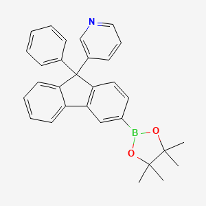 molecular formula C30H28BNO2 B8146713 3-[9-Phenyl-3-(4,4,5,5-tetramethyl-1,3,2-dioxaborolan-2-yl)-9H-fluoren-9-yl]pyridine 