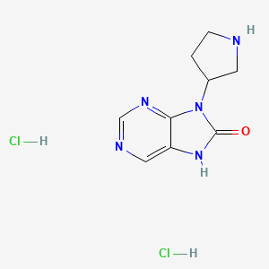 molecular formula C9H13Cl2N5O B8146749 9-pyrrolidin-3-yl-7H-purin-8-one;dihydrochloride 