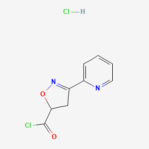 molecular formula C9H8Cl2N2O2 B8146754 3-Pyridin-2-yl-4,5-dihydro-1,2-oxazole-5-carbonyl chloride;hydrochloride 