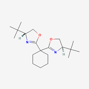 molecular formula C20H34N2O2 B8146783 (4R,4'R)-2,2'-(Cyclohexane-1,1-diyl)bis(4-(tert-butyl)-4,5-dihydrooxazole) 