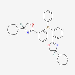 molecular formula C36H41N2O2P B8146825 (4S,4'S)-2,2'-((Phenylphosphanediyl)bis(2,1-phenylene))bis(4-cyclohexyl-4,5-dihydrooxazole) 