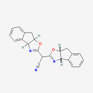 molecular formula C22H17N3O2 B8146907 2,2-Bis((3aS,8aR)-8,8a-dihydro-3aH-indeno[1,2-d]oxazol-2-yl)acetonitrile 