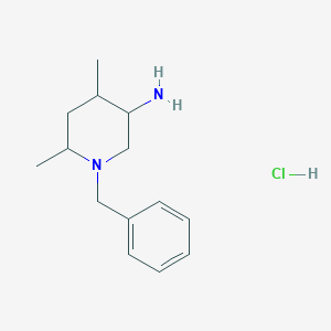 molecular formula C14H23ClN2 B8146940 1-Benzyl-4,6-dimethylpiperidin-3-amine hydrochloride 