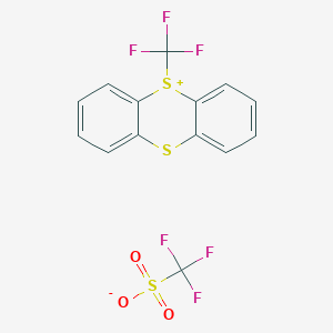 molecular formula C14H8F6O3S3 B8146960 5-(Trifluoromethyl)-5H-thianthren-5-ium trifluoromethanesulfonate 