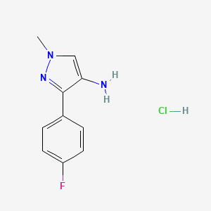 molecular formula C10H11ClFN3 B8147011 3-(4-Fluorophenyl)-1-methyl-1H-pyrazol-4-amine hydrochloride 
