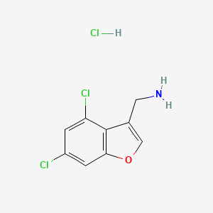 molecular formula C9H8Cl3NO B8147095 (4,6-Dichlorobenzofuran-3-yl)methanamine hydrochloride 